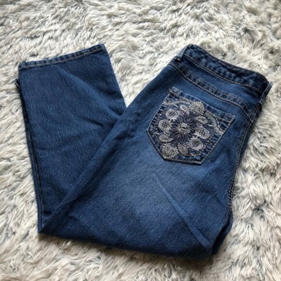 Nine West Cropped Straight Cut Blue Midrise Denim Jeans Size 8 - Picture 2 of 9